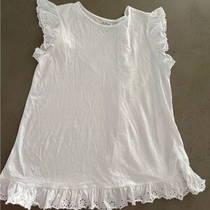 Polo White Eyelet Trim Top